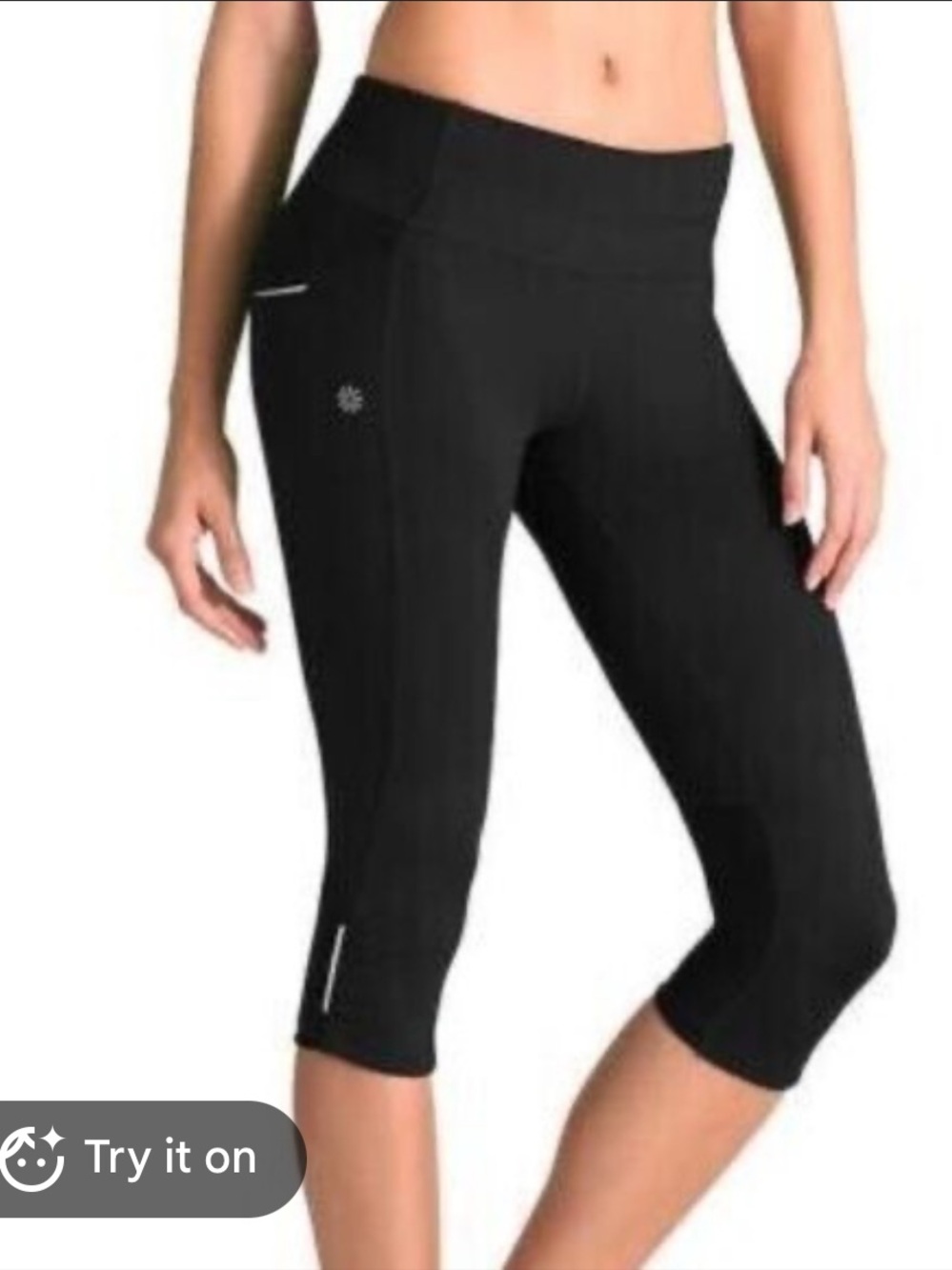 Athleta | LIKE NEW Black capri length mid rise skinning athletic leggings large